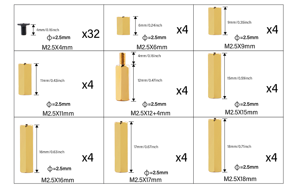 2.5mm standoffs