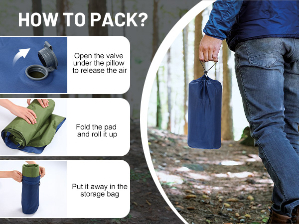 Camping Sleeping Pad,5.9 Inch Thick Camping Mat with Built in Pillow and Foot Pump