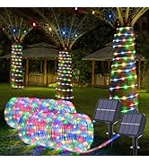 Solar Rope Lights, 2 Packs 66ft 200LED Solar String Lights, 8 Modes Waterproof Solar Powered Outd...