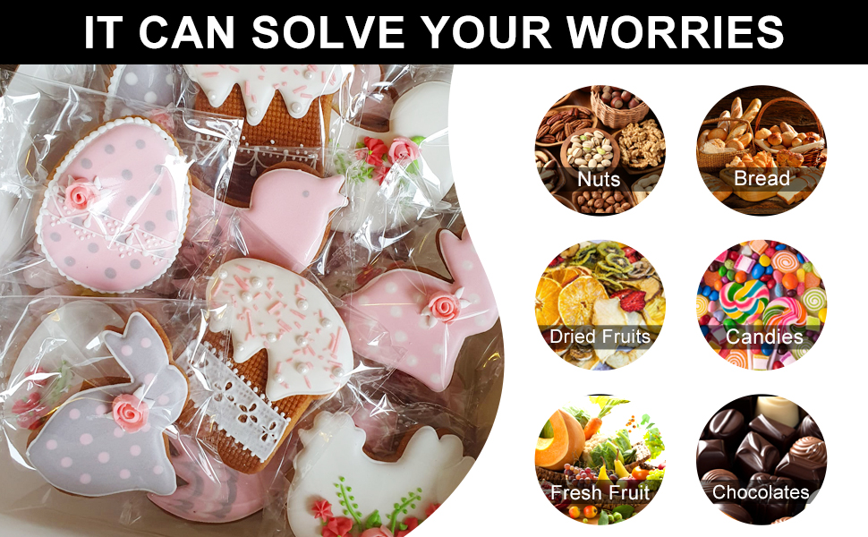COQOFA Clear Cellophane Bags Self Adhesive Cookie Candy Bags 