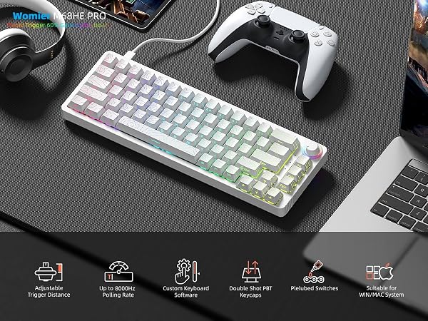 60% Percent Keyboard Rapid Trigger Gaming Keyboard RGB Hall Effect Topographic Keyboard