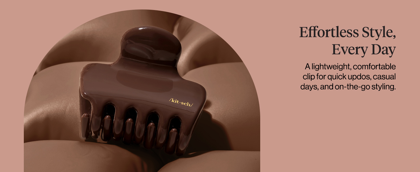 Kitsch Plastic Puffy Claw Clip - Hair Accessories For Women- Chocolate, 1pc