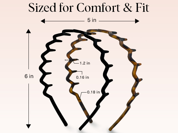 Zig Zag Headbands, Recycled Plastic Wavy Hair Band with Teeth, Headbands for Women and Men