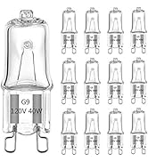 G9 Bulb, 12 Pack G9 Halogen Light Bulbs 2 Pin Base JC Type, 120V T4 Bi-Pin 40W Xenon Small Light ...