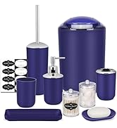 Blue Bathroom Set,9 Piece Bathroom Accessories Set,Tray,Soap Dispenser,Toothbrush Holder,Toothbru...