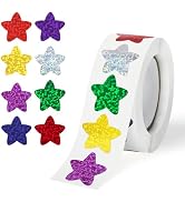 500 Pcs Foil Star Stickers for Kids Reward, 1 inch Self Adhesive Metallic Glitter Sparkly Incenti...