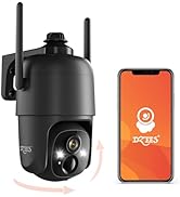 Dzees 360° PTZ WiFi Security Cameras Wireless Outdoor, 2K Battery Powered Home Security Camera In...