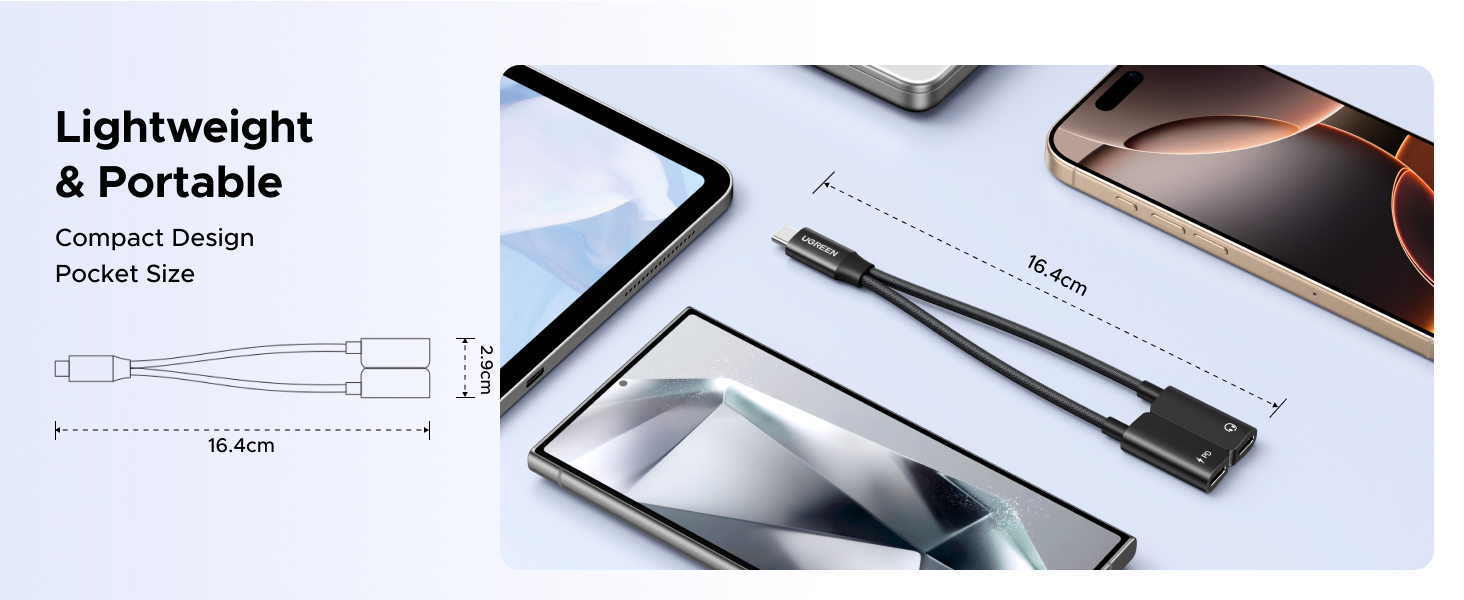 Dual USB C Headphone and Charger Adapter