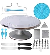 Jninexiu 12 Inch Aluminium Alloy Revolving Cake Stand, Rotating Cake Turntable for Cake, Cupcake ...