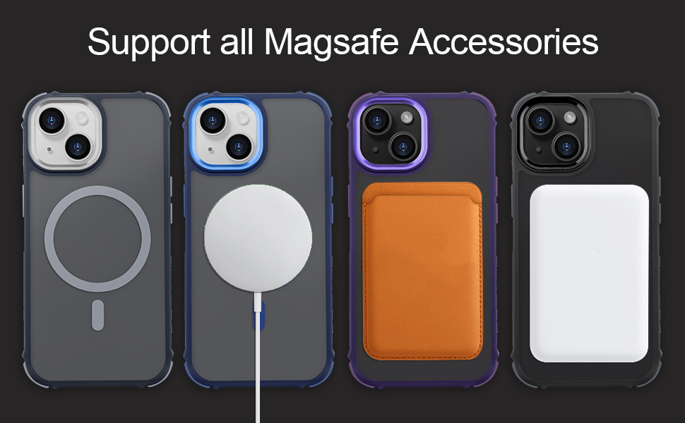 iPhone 13 phone case compatible with multiple magnetic accessories.