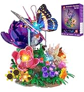 JMBricklayer Butterfly Building Set for Adults, Upgraded Botanical Flower Building Blocks with Li...