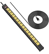 Metal 16 Outlet Power Strip, Extra Long Power Strip With10ft Cord, BTU Heavy Duty Power Strip Wal...