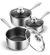 KOCH SYSTEME CS Hybrid Nonstick Stainless Steel Saucepan Set, 6-Piece Triply Stainless Steel Sauc...