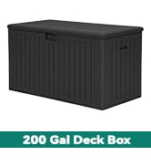 YITAHOME 200 Gallon Extra Large Deck Box, Double-Wall Resin Outdoor Storage Box with Flexible Div...