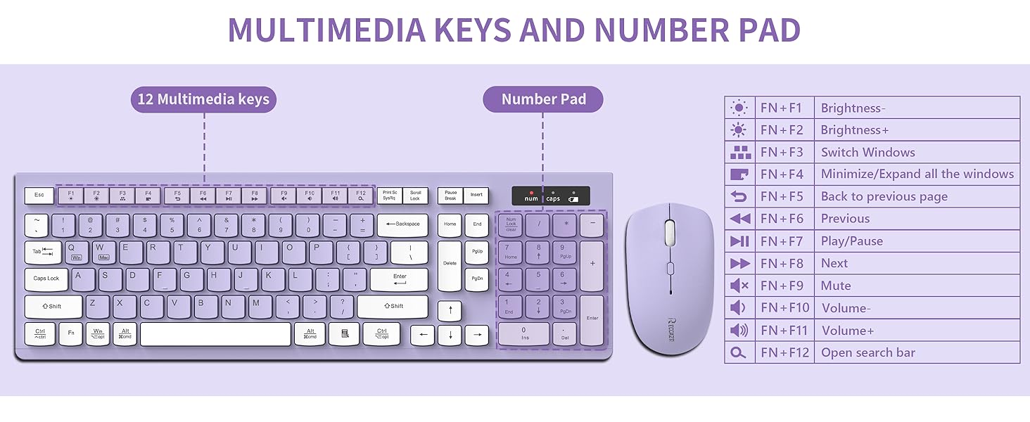 wireless keyboard and mouse combo purple 6