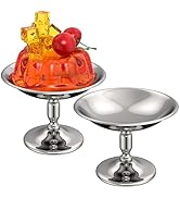 DOITOOL 2Pcs Mini Metal Ice Cream Bowls Sliver Stainless Steel Dessert Cups Sauce Bowls Round Rou...