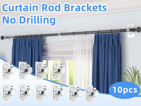 no drill curtain rod brackets