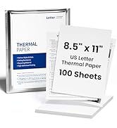 Thermal Printer Paper US Letter Size, 100 Sheets 8.5" x 11" Quick-Dry Thermal Paper, Compatible w...