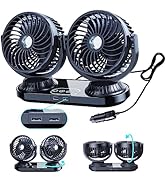 xuenair Auto Oscillating Car Fan 12v/24v Cigarette Lighter Plug for Pickup Truck RV SUV Sedan Van...