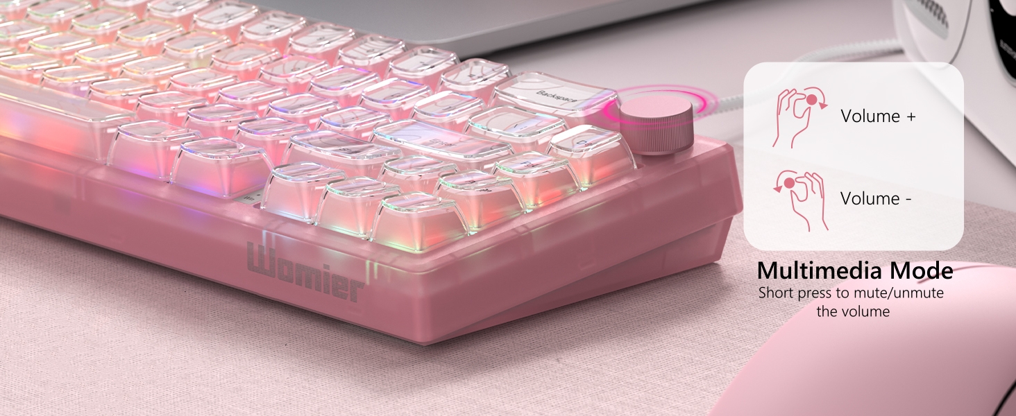 60% Gaming Keyboard Pink, QMK/VIA Creamy Mechanical Keyboard Topographic