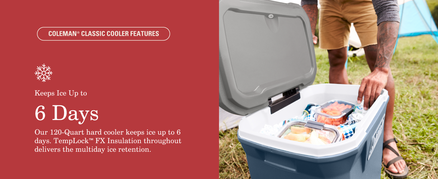 coleman classic cooler feature six days ice temp lock insulation multiday retention freeze cold
