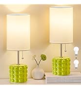 Ceramic Table Lamp Set of 2, 3-Color Temperature Ceramic Lamp Pull Chain Bedside Nightstand Lamps...