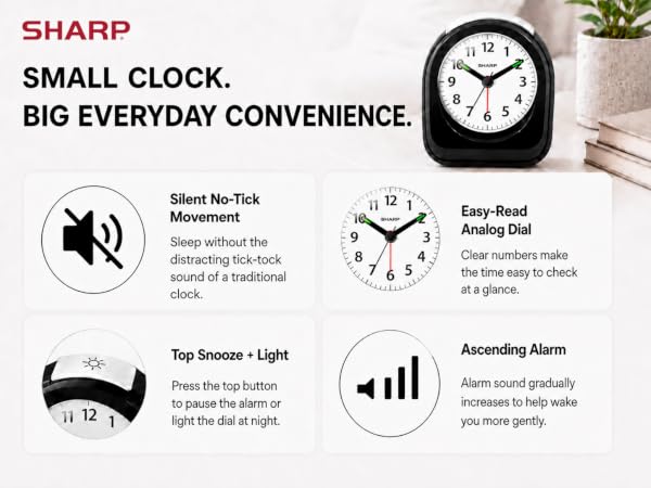 alarm clock small portable battery powered silent bedroom travel hotel bedside office kids room 
