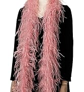Soarer Pink Ostrich Feather Boa - 2Yards 1Ply Long Boas for Holiday Party Decor,DIY Craft Sewing(...