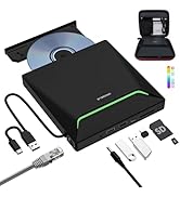 Newest External CD DVD Drive, Cool DVD Burner USB 3.0 with Ethernet Adapter, 3 USB and 2 TF/SD Ca...