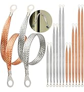 TOPZEA 12 Pcs Universal Automotive Ground Strap, 10/15/20 Inch Braided Copper &amp; Tinned Copper Eng...