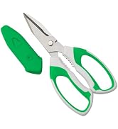BoFuYuan 8-Inch Utility Scissors All Purpose Heavy Duty, Serrated Blade, Green Comfort Grip for C...