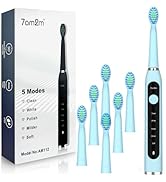7AM2M Sonic Electric Toothbrush for Adults High Power Rechargeable Toothbrushes with 6 Brush Head...