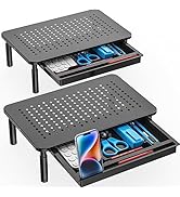WALI Monitor Stand Riser, Computer Stand for Desk with Storage, 3 Height Adjustable Laptop Stand ...