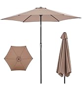 OLIXIS 7.5ft Patio Umbrella with Tilt and Crank Button &amp; 8 Sturdy Ribs Waterproof, Patio Table Um...