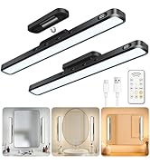 WILLED 3W Mirror Lights with Remote Control,Eye-Friendly Magnetic Light Bar with Battery Level Di...