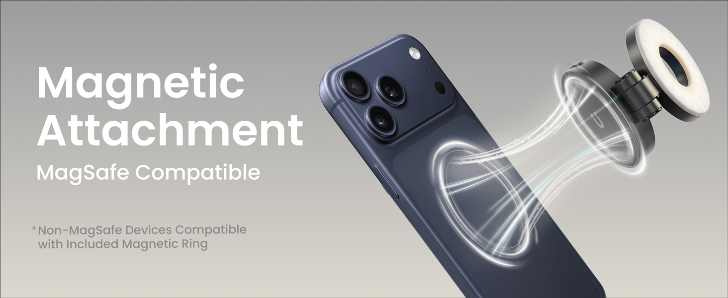 compact LED selfie light for iPhone MagSafe