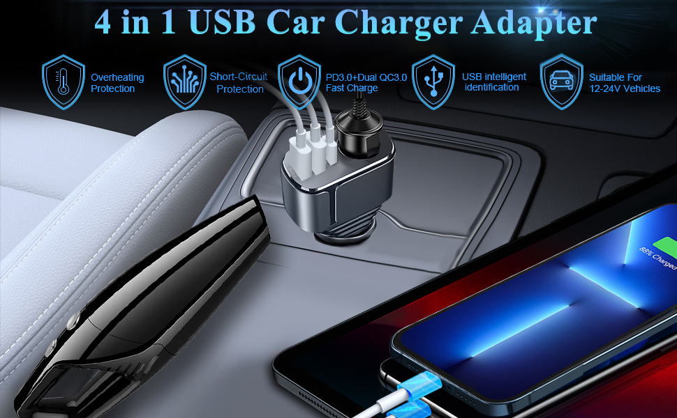 usb c iphone car charger adapter cigarette lighter splitter usb charger adapter car usb charger