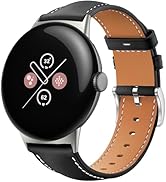 Miimall Leather Band for Google Pixel Watch 4/3 45mm Bands for Men Women, Quick Release, Soft Gen...