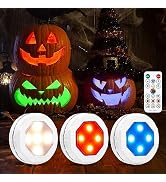 LUNSY Halloween Pumpkin Lights, Pumpkin Lights with Remote Control, Jack-O-Lantern Lights, RGB Co...