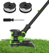 20V 12'' Cordless String Trimmer, Grass Trimmer&amp;Edger with 8 Replacement Spools, Battery Powered ...