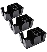Tebery 3 Pack Black Plastic Bar Caddy with 6 Compartments, Refillable Bar Organizer Holds Napkins...