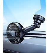 DICMKY Suction Cup Car Cooling Fan for Window Dashboard Backseat, 5000Mah Battery Powered Recharg...