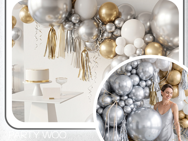 PartyWoo Silver Balloons