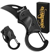 GUARDMAN Father’s Day Gift for Dad Keychain Carabiner Pocket Knife | Folding EDC Blade with Clip ...