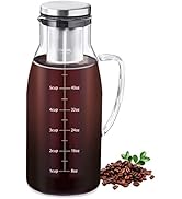 Cold Brew Coffee Maker 1.5L/51oz – Borosilicate Glass Pitcher with Stainless Steel Filter &amp; Lid, ...