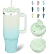 BJPKPK 40 oz Insulated Tumbler With Lid And Straw Stainless Steel Tumblers Cup With Handle For Wo...