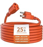 Outdoor Extension Cord 25 FT Waterproof, 16/3 Gauge Heavy Duty 3 Prong Extension Cord, 13A 1625W ...