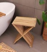 Nordic Style Assembled Bathroom, Spa Teak Wood Folding Stool and Seat 17.7