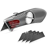 HAUTMEC Heavy-Duty Retractable Utility Knife, one-piece 3 Position Fixed Blade Box Cutter, Alumin...