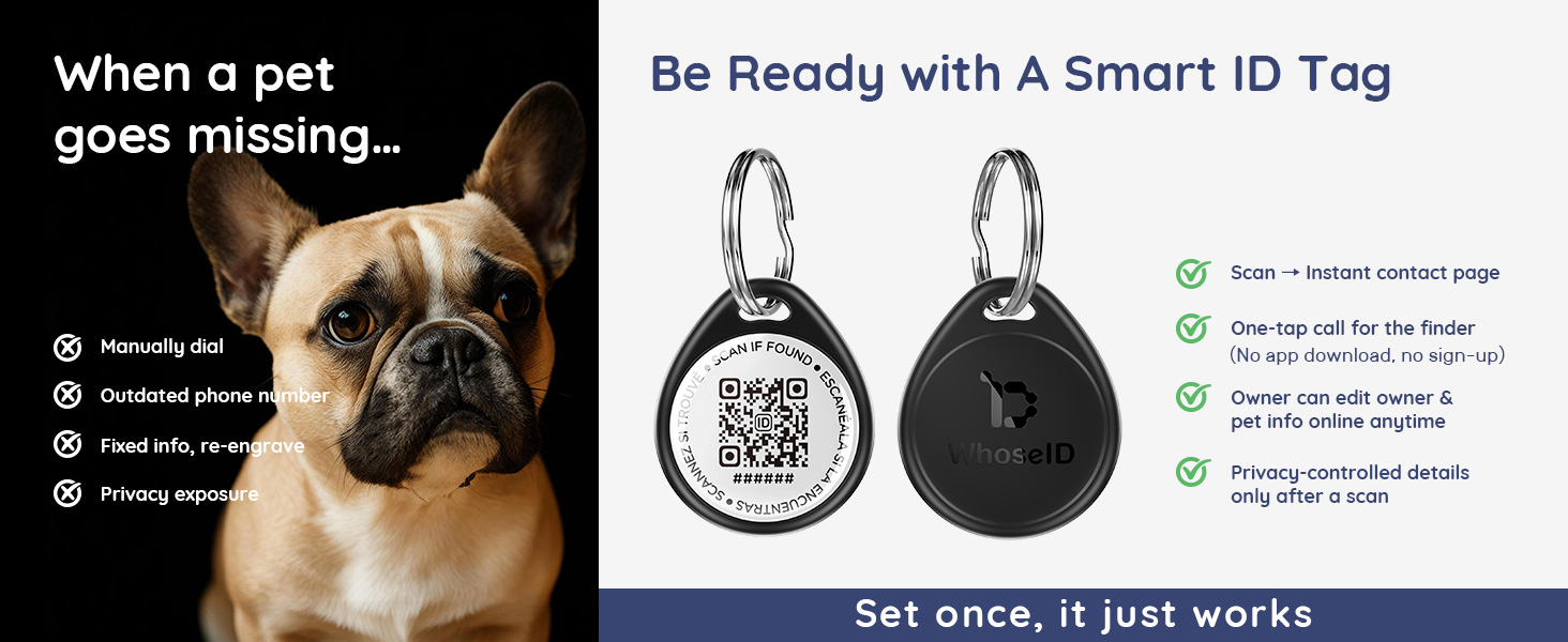Smart ID dog tag and cat tag